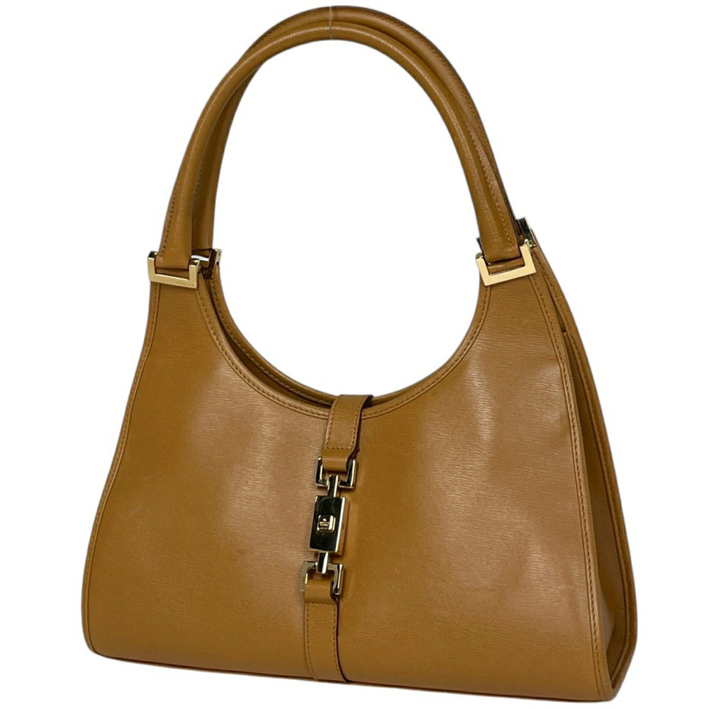 Gucci Jackie Shoulder Bag Logo Handbag Leather Brown